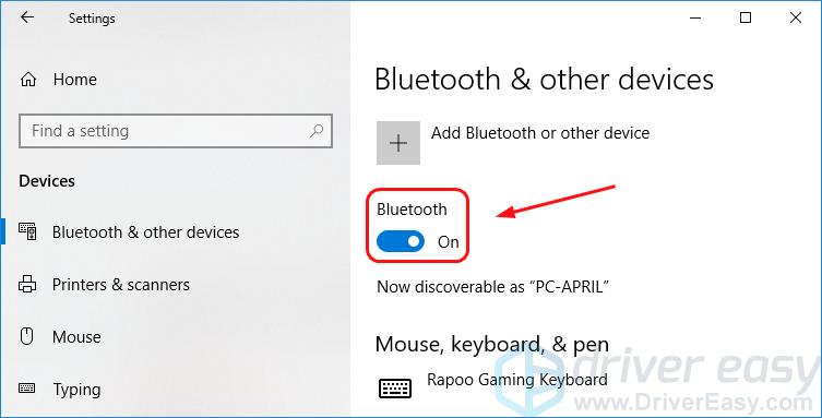 how to turn on bluetooth windows 10
