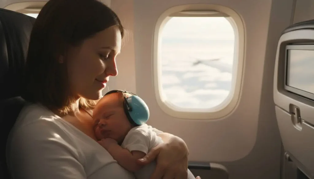 airplane headphones for babies nearby