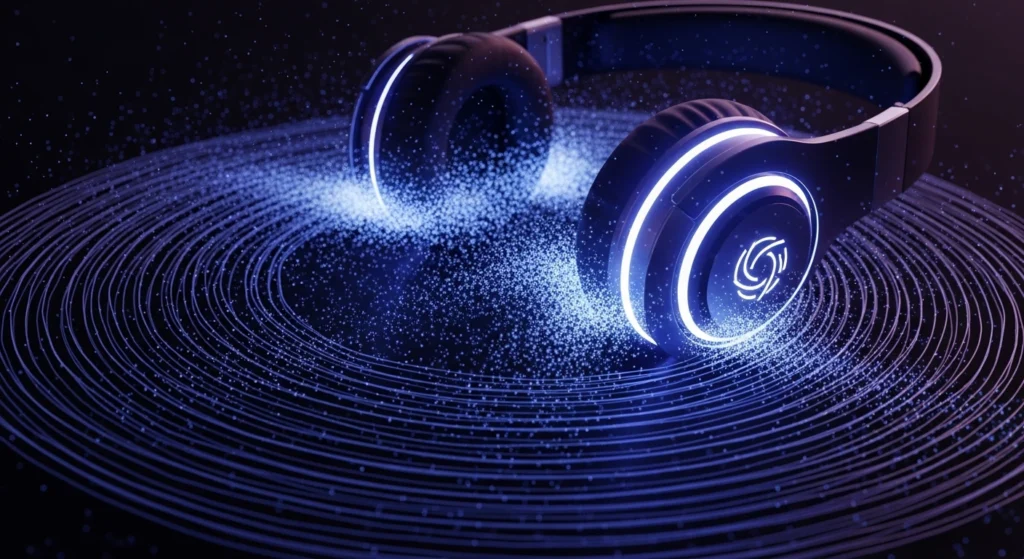 Headphones with Deep Bass Sound Wave Effect